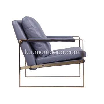 Modern Zara Stainless Steel Leather Lounge Serokê
